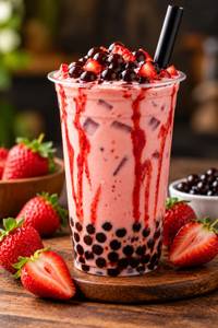 Strawberry Boba Milk Tea