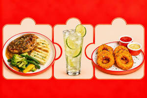 Grill Chicken With Mashed Potatoes + Fresh Lime Soda + Onion Rings