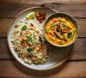 Ghee Rice With Allepey Vegetable Curry