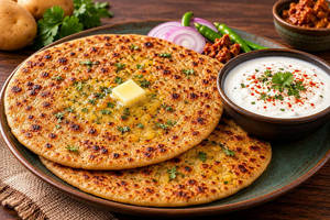 Aloo Paratha With Dahi
