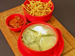 Chicken Wonton Soup In Savory Broth