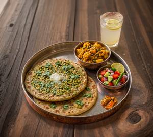 2 Pc Mattar Paratha with nimbu sikanji