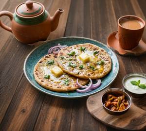 Ginger Tea + Aloo Paratha + Aachar