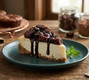 Eggless Brownie Cheesecake Slice