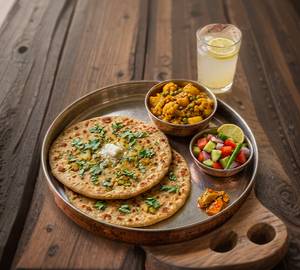 2 pc aloo paratha with nimbu sikanji