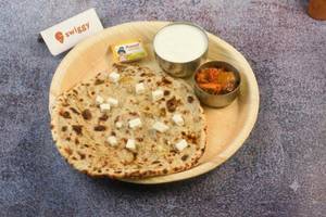 Paneer Paratha (Tandoor Walla) With Curd, Pickle And Butter