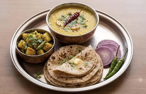 Yellow Dal (Moong) Tadka ,Jeera Aloo , 3 Tawa Butter Roti