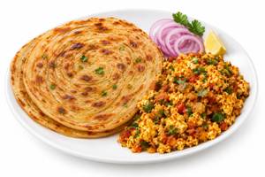 Lacha Prantha With Paneer Bhurji (2 Pranthe)