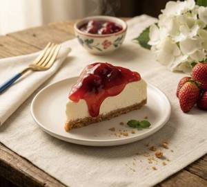 Eggless Strawberry Cheesecake Slice1
