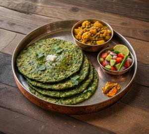 3pc Palak Paratha+ Sabji