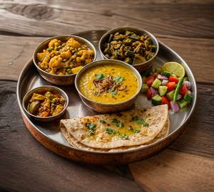 Dal + 2 Ghee Roti + 1 Sabji Of The Day + Salad+ Achaar