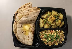 Paneer Bhurji , Zeera Aloo & 3 Tawa Butter Roti
