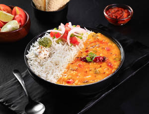 Dal Tadka Dhaba Style Rice Bowl.