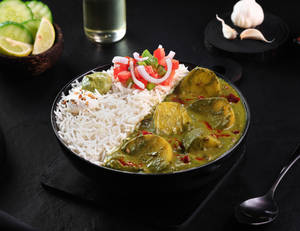 NH1 Special Aloo Palak Steamed Rice Bowl.