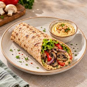 Rustic Hummus Mushroom Wrap