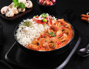 Jalandhari Mushroom Masala [Steamed Rice] Bowl.