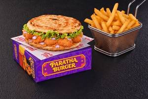Non-Veg Paratha Burger and Side Meal