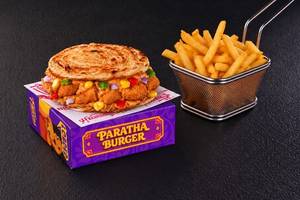 Non-Veg Salad Paratha Burger and Side Meal