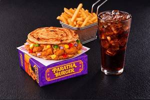 Non-Veg Salad Paratha Burger with Side and Beverage Meal