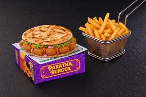 Veg Paratha Burger and Side Meal