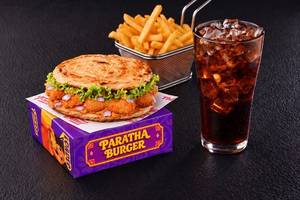 Non-Veg Paratha Burger with Side and Beverage Meal
