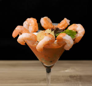 Prawn Cocktail- A Refreshing Cold Starter Of Shrimps And Cocktail Sauce