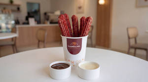 Medium Red Velvet Churro Dippers With Signature Dips