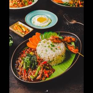 Combo Chicken Krapow Gai Asian Fried Rice