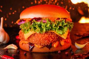 Korean Spicy Paneer Burger.