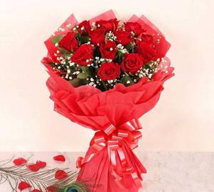 12 Red Rose with Red Pepar wrapping.