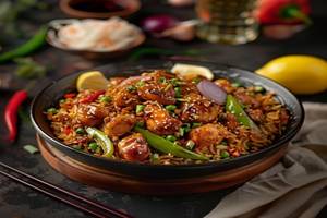 Veg Fried Rice With Chilli Chicken [600 ml]