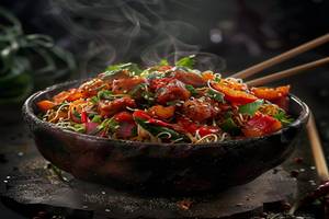 Hakka Noodles With Chilli Chicken [600 ml]