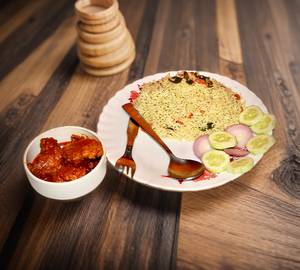 Veg fried rice with chicken kasa