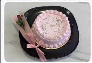 Strawberry Cake with Red Rose Bouquet [Single]
