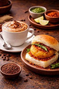 Hand Beaten Coffee With Mumbaikar Vada Pav