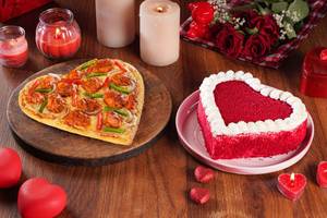 Heart Shape Pizza + Heart Shape Cake