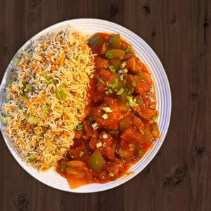 Egg fried rice with chicken kasa