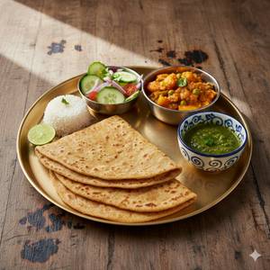 2 Plain Paratha Sabji(half)+Salad+Chutney
