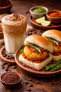 Hand Beaten Coffee With Classic Vada Pav