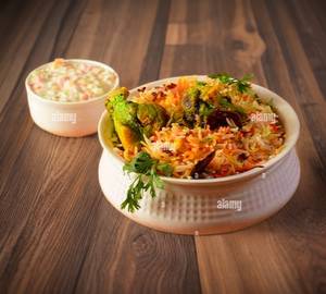 Handi veg biryani with raita