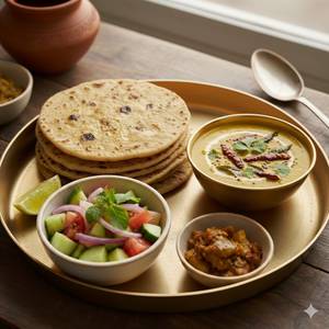 Dal Tadka + 4 Tawa Roti + Salad + Achar