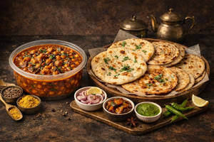Chana Masala+ Assorted Breads Platter Of 6pcs [1000ml Large]