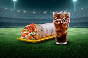 Baked Chicken Tikka Pizza Wrap X Coke Meal