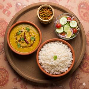 Plain Rice + Dal Tadka + Salad + Achar