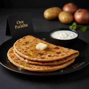 2 Aloo pyaz Tawa Parathas + Plain Dahi (250 ml)