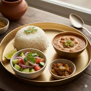 Plain Rice + Chole+ Salad + Achar