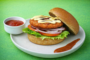 Chipotle Paneer Burger With Mexican Salsa