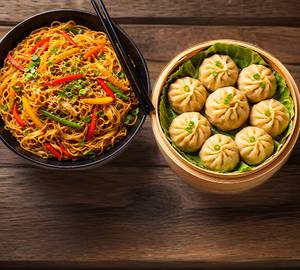 Veg Noodle With Veg Soyabean Momos
