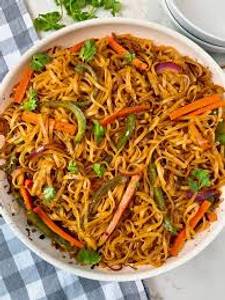 Veg rice and noodles platter
