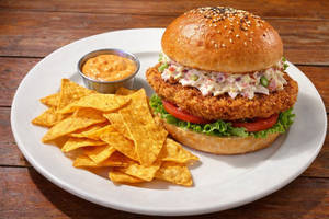 Chicken Steak Burger With Nachos